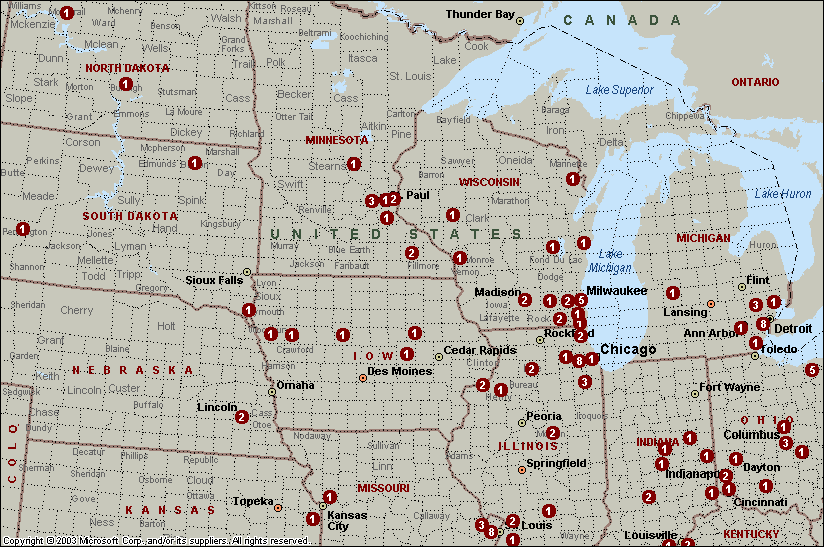 COZY Mailing List Member Distribution - North Central